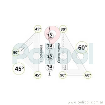 Escuadra 20 cm. x 45grados