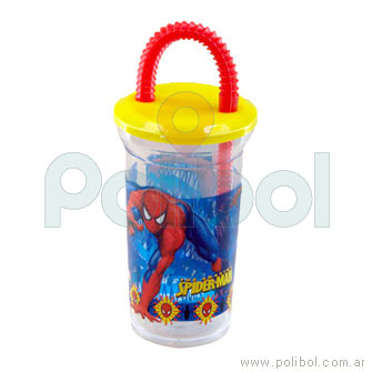 Vaso sport perlado con sorbete Spiderman