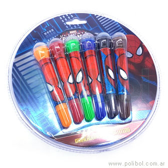 Set de marcadores con sellos Spiderman