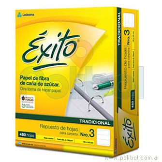 Repuesto tradicional 480 hojas cuadriculadas