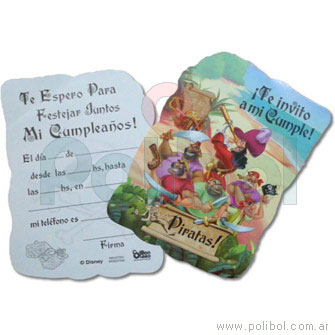 Invitaciones troqueladas Los piratas-Disney