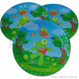 Platos de cartón de cotillón Sapo Pepe