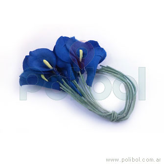 Ramito de flor de tela color azul x 12