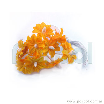 Ramito de flor de tela color naranja x 12