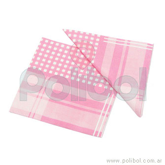 Servilletas de 33 x 33 cm. color rosa con cuadros y rayas