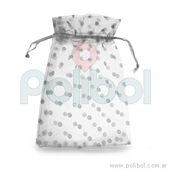 Bolsa de organza con lunares de color blanco 13 x 20 cm.