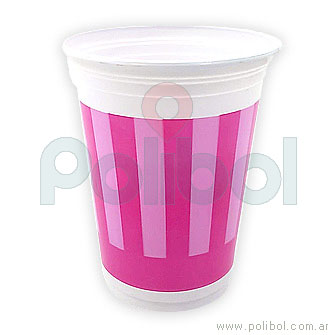 Vaso rayado color rosa 200 ml. x8