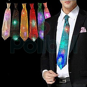 Corbata con lentejuelas y luz led