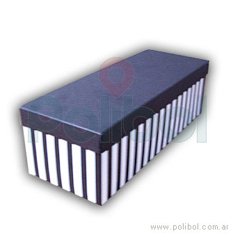 Caja forrada a rayas color negro y blanco 33 x 12 cm.