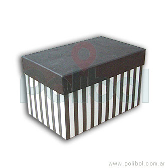 Caja forrada a rayas color negro y blanco 12x12cm.