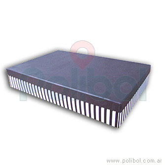 Caja forrada a rayas color negro y blanco 60 x 40 cm.