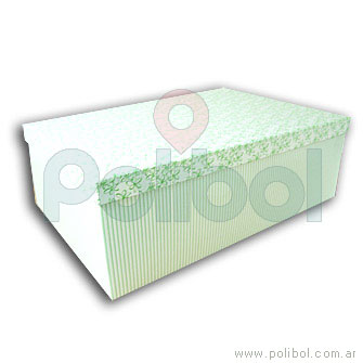 Caja forrada a rayas color verde y blanco