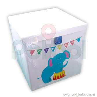 Caja forrada 29x29x29cm. Elefante de circo