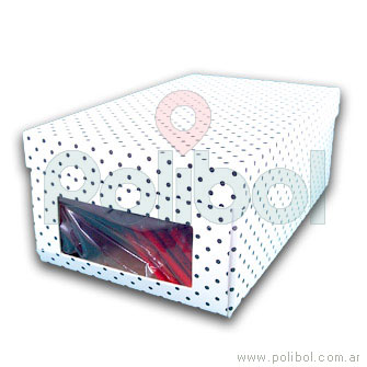 Caja forrada color blanco con lunares