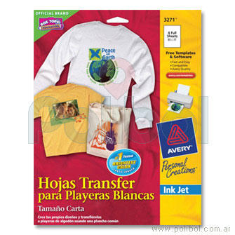 Hojas Transfer, para impresoras InkJet, 3271