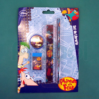 Set escolar Phineas y Ferb de 4 piezas