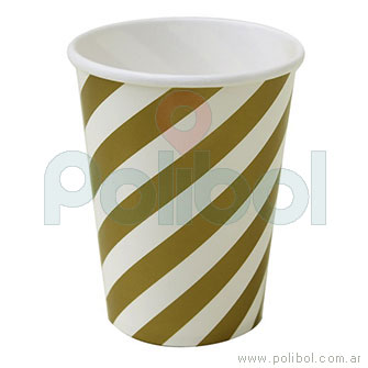 Vaso rayado blanco y dorado