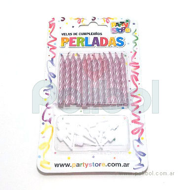 VELAS PERLADAS PASTEL FINITAS X 24 UNIDADES