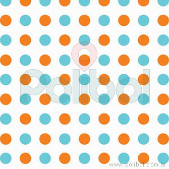 Bobina Papel de regalo círculos naranjas y turquesas 35 cm.