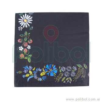 Servilleta 33 x 33 Negro con flores