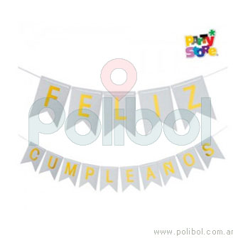 Banderín Feliz cumpleaños plata