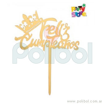Adorno para torta Feliz cumpleaños Dorado