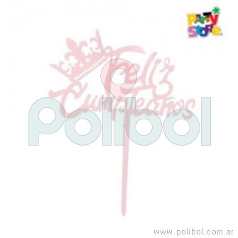 Adorno para torta Feliz cumpleaños rosa
