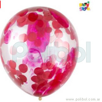 Globo confettir jaspeado rojo