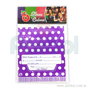 Invitaciones violeta a lunares x 10