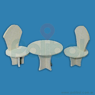 Mesa con 2 sillas de fibrofácil