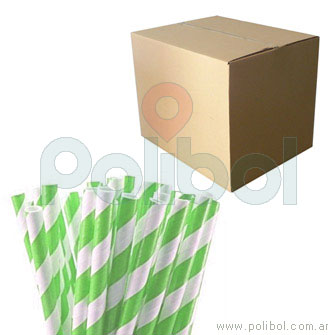 Sorbete de papel rayas verdes manzana