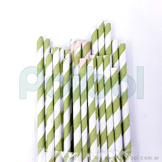 Sorbete de papel rayas verdes musgo