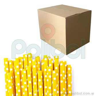 Sorbete de papel amarillo con lunares