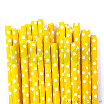 Sorbete de papel amarillo con lunares