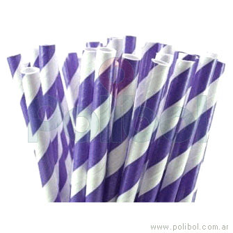 Sorbete de papel rayas violetas