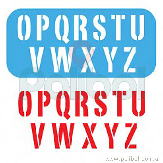 Esténcil con diseño de letras de la O a la Z 13,5 x 30 cm.