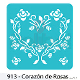 Stencil Corazón de rosas