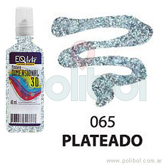 Dimensional 3D Plateado Glitter